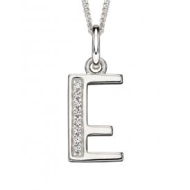 Sterling Silver Letter E Necklace P4727C