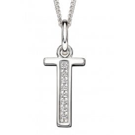 Sterling Silver Letter T Necklace P4742C