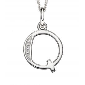 Sterling Silver Letter Q Necklace P4739C