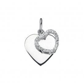 Clear Cubic Zirconia Double Heart Pendant P3497C