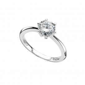 Round Clear CZ Silver Ring R926C