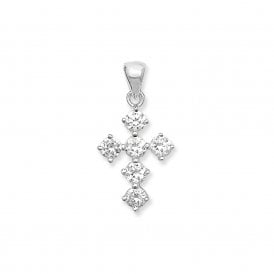 Sterling Silver Zirconia Set Cross Pendant SP721B