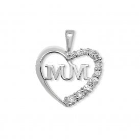CZ Mum Heart Pendant SP630B