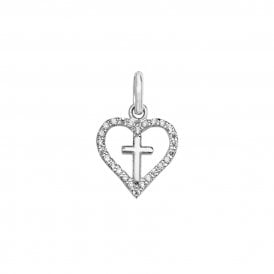 CZ Heart With Cross Pendant SP725B