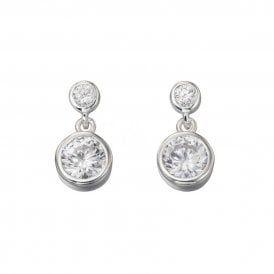Clear CZ Double Drop Rubover Earrings E5037C