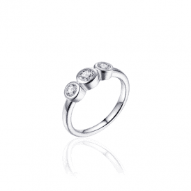 Round Triple Stone Silver Ring R378