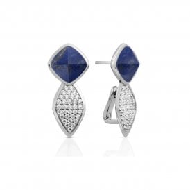 Sparkling Jewels Edge Crystal Lapis Lazuli Push Back Earrings