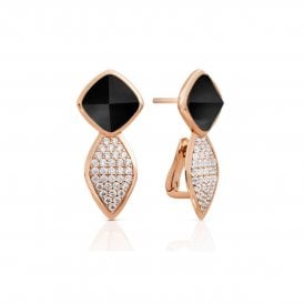 Sparkling Jewels Edge Crystal Onyx Push Back Earrings EAR06-07