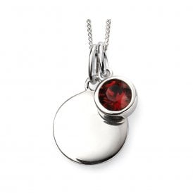 Beginnings January Birthstone Engravable Disc Necklace P4590