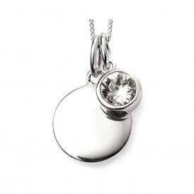 Beginnings April Birthstone Engravable Disc Necklace P4593