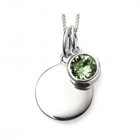 Beginnings August Birthstone Engravable Disc Necklace P4597