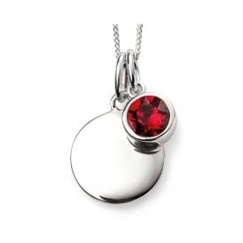 Beginnings July Birthstone Engravable Disc Necklace P4596