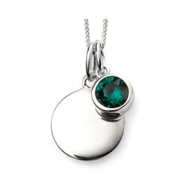 Beginnings May Birthstone Engravable Disc Necklace P4594