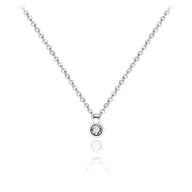 Round Silver Cubic Zirconia Pendant & Chain