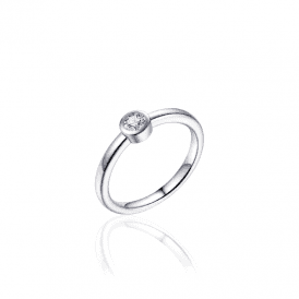 Round Silver Cubic Zirconia Ring