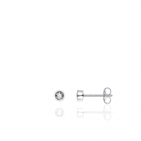 Silver Round Cubic Zirconia Stud Earrings