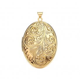 Large 9ct Gold Oval Swirl Locket