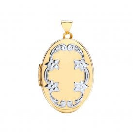 9ct Gold Oval Floral Locket