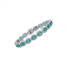 9ct White Gold Emerald & Diamond Bracelet