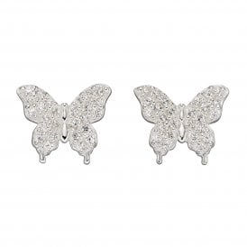 Cubic Zirconia Butterfly Stud Earrings E5927C