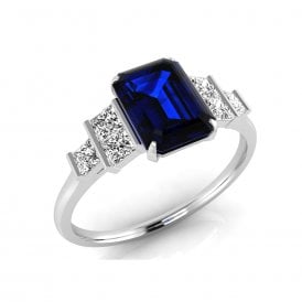 White Gold Diamond and Sapphire Ring