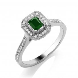 Diamond Set Emerald Ring
