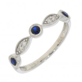 9CT White Gold Sapphire & Diamond Ring