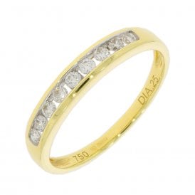 18CT Yellow Gold Channel Set Eternity Diamond Ring