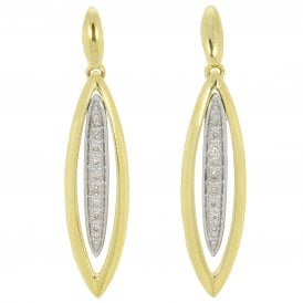 9CT Gold Diamond Elipse Drop Earrings