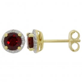 9CT Gold Garnet & Diamond Earrings