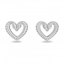 Swarovski Sublima Rhodium Plated Heart Stud Earrings 5625535