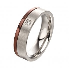 Fred Bennett Steel Ring Ip Brown Stripe R3669