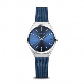 Bering Ultra Slim Blue Milanese Stainless Steel Watch 18729-307