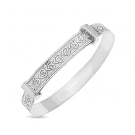 Sterling Silver Children's Celtic Heart Expander Bangle SB114