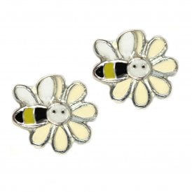 Bee and Flower Childs Stud Earring in Sterling Silver BP9596