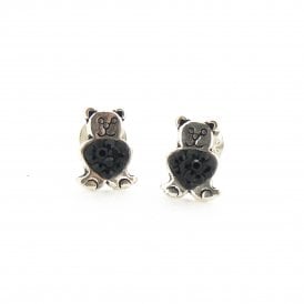 Teddy Bear with Black detailing Childs Stud Earrings TS76/BLACK