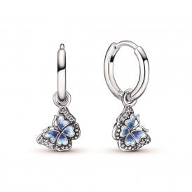 Pandora Blue Butterfly Hoop Earrings 290778C01