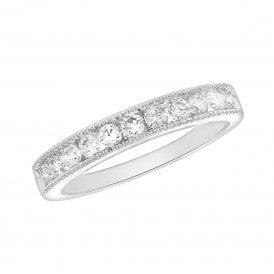 9CT White Gold 0.50CT Half Eternity Diamond Ring