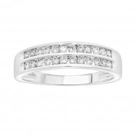 9CT White Gold 2 Row Eternity Ring