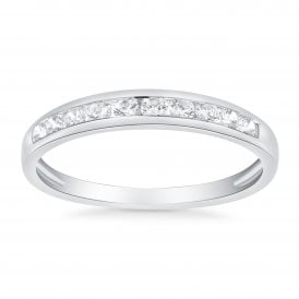 9CT White Gold 10 Stone Channel Set Eternity Ring