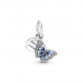 Pandora Blue Butterfly & Quote Double Dangle Charm 790757C01