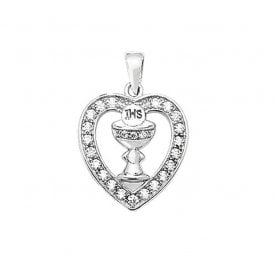 Cubic Zirconia Heart With Host Pendant SP138A