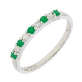White Gold Emerald & Diamond Ring