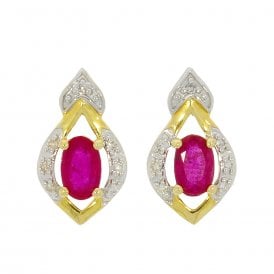 Fancy Oval Ruby & Diamond Earrings