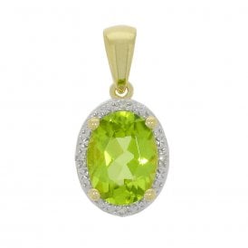 Oval Peridot & Diamonds Pendant