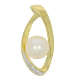 Freshwater Pearl and Diamond Gold Pendant
