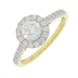 Cubic Zirconia Set Halo Cluster Ring