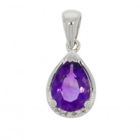 Pear Cut Amethyst & Diamond Pendant