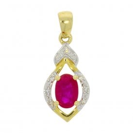 Oval Ruby & Diamond Pendant
