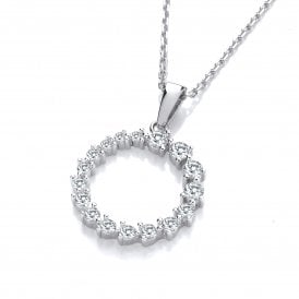J Jaz Silver Cubic Zirconia Circle of Life Pendant JZPD091